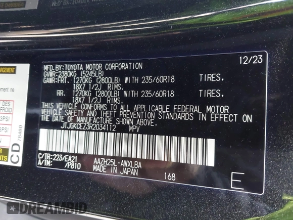 2024 Lexus NX 350h Premium with VIN JTJGKCEZ3R2034112, listed as a IAAI auction lot 41938373 with 26,078 mi miles and . Bid and sale history available at DreamBid. Image 9.