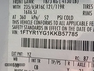 2019 Ford Transit z VIN 1FTYR1YG1KKB57785, wystawiony jako IAAI lot #42888449 z przebiegiem 39 580 mil mil oraz . Historia ofert i sprzedaży dostępna na DreamBid. Obrazek 15.