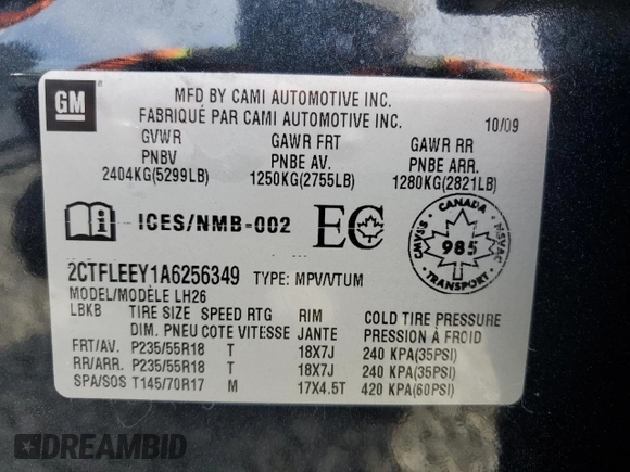 2010 GMC Terrain SLE-2 с VIN 2CTFLEEY1A6256349, выставлен на аукционе Copart как лот 68879104 с пробегом 137 000 миль миль и Списание • Salvage title. История ставок и продаж доступна на DreamBid. Изображение 13.