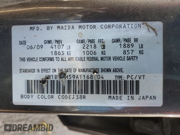 2010 Mazda 3 S Sport with VIN JM1BL1H59A1168804, listed as a Copart auction lot 47644205 with Not Provided miles and Salvage Title. Bid and sale history available at DreamBid. Image 12.