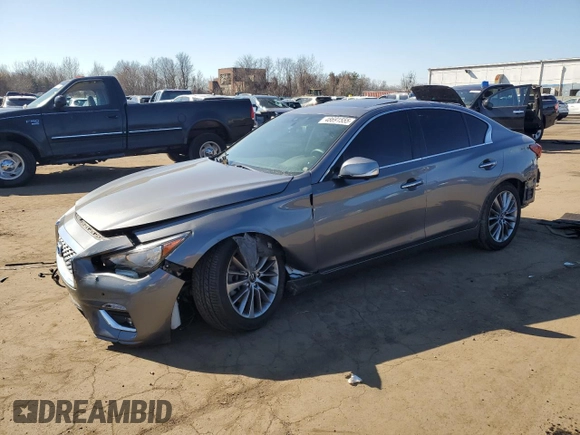 2022 Infiniti Q50 LUXE with VIN JN1EV7BR7NM341197, listed as a Copart auction lot 48691555 with 35,895 mi miles and Salvage Title. Bid and sale history available at carsss.com. Image 1.