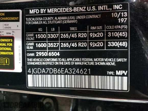 2014 Mercedes-Benz M 550 with VIN 4JGDA7DB6EA324621, listed as a Copart auction lot 51249965 with 147,656 mi miles and Clean title. Bid and sale history available at DreamBid. Image 13.