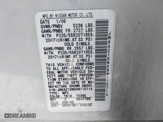 2009 Nissan Murano SL with VIN JN8AZ18WX9W115714, listed as a IAAI auction lot 41879698 with 180,931 mi miles. Bid and sale history available at carsss.com. Image 9.