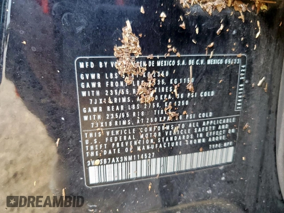 2022 Volkswagen Tiguan SE z VIN 3VV3B7AX3NM114527, wystawiony jako Copart lot #61301715 z przebiegiem 60 534 mil mil oraz Szkoda całkowita • Salvage title. Historia ofert i sprzedaży dostępna na DreamBid. Obrazek 13.