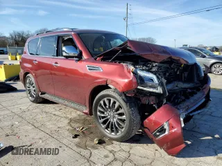 2024 Nissan Armada Platinum with VIN JN8AY2DB6R9852824, listed as a Copart auction lot 42947255 with 6,765 mi miles and Salvage Title. Bid and sale history available at carsss.com. Image 4.