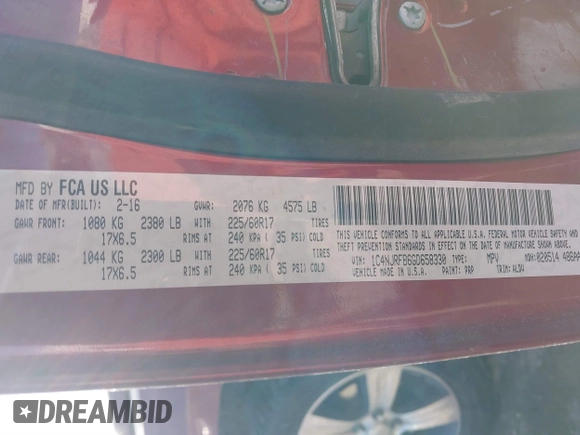 2016 Jeep Patriot High Altitude with VIN 1C4NJRFB6GD658330, listed as a IAAI auction lot 41697220 with 138,195 mi miles and . Bid and sale history available at DreamBid. Image 9.