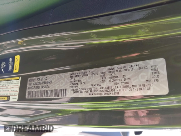 2023 Jeep Wrangler Willys with VIN 1C4HJXDG7PW646627, listed as a IAAI auction lot 42469601 with 50,178 mi miles and . Bid and sale history available at DreamBid. Image 9.