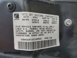 2005 Saturn ION ION 1 z VIN 1G8AG52F15Z108932, wystawiony jako Copart lot #88412095 z przebiegiem 155 760 mil mil oraz Szkody całkowita. Historia ofert i sprzedaży dostępna na DreamBid. Obrazek 14.