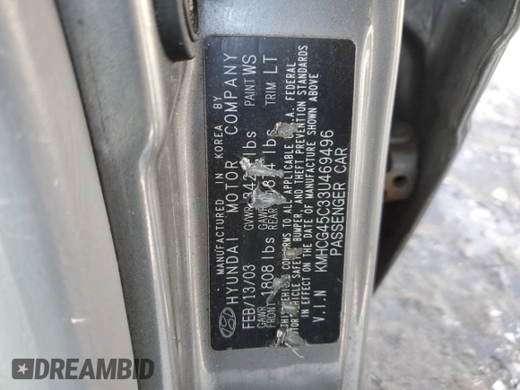 2003 Hyundai Accent GL with VIN KMHCG45C33U469496, listed as a Copart auction lot 45926595 with 77,737 mi miles and Salvage Title. Bid and sale history available at carsss.com. Image 14.