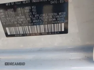 2017 Subaru Impreza с VIN 4S3GTAA61H3725339, выставлен на аукционе IAAI как лот 42171345 с пробегом 36 356 миль миль и . История ставок и продаж доступна на DreamBid. Изображение 9.