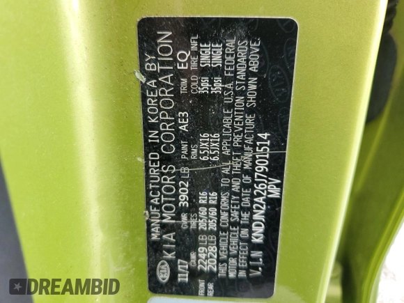 2018 Kia Soul with VIN KNDJN2A26J7901514, listed as a Copart auction lot 52569294 with 50,476 mi miles and Salvage Title. Bid and sale history available at DreamBid. Image 12.