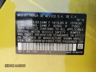 2015 Honda Fit LX z VIN 3HGGK5H58FM744653, wystawiony jako Copart lot #47310345 z przebiegiem 72 840 mil mil oraz Szkoda całkowita • Salvage title. Historia ofert i sprzedaży dostępna na DreamBid. Obrazek 14.
