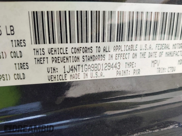 2011 Jeep Patriot Sport with VIN 1J4NT1GA9BD129443, listed as a IAAI auction lot 41726812 with 253,634 mi miles and . Bid and sale history available at carsss.com. Image 9.