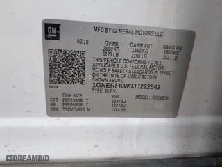 2018 Chevrolet Traverse LS with VIN 1GNERFKW0JJ222542, listed as a IAAI auction lot 41811876 with 104,512 mi miles. Bid and sale history available at carsss.com. Image 9.