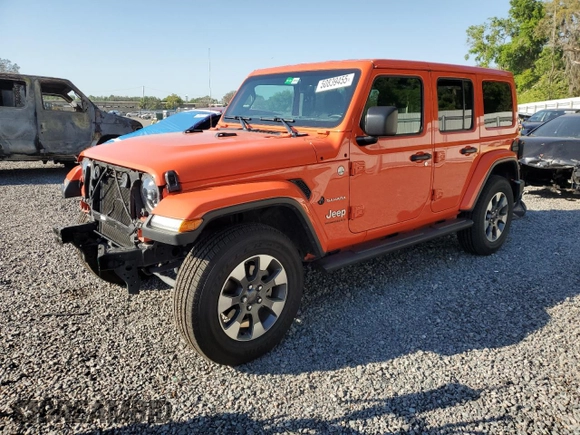 2023 Jeep Wrangler Sahara with VIN 1C4HJXEN4PW620113, listed as a Copart auction lot 50839455 with 34,777 mi miles and Salvage Title. Bid and sale history available at carsss.com. Image 1.