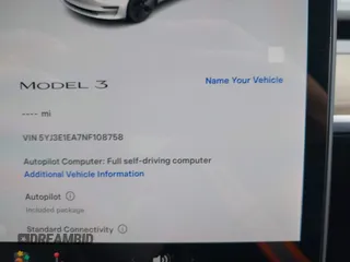 2022 Tesla Model 3 with VIN 5YJ3E1EA7NF108758, listed as a IAAI auction lot 41824437 with Not Provided miles. Bid and sale history available at carsss.com. Image 7.