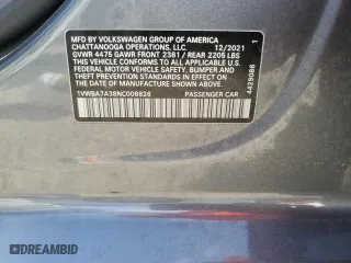 2022 Volkswagen Passat 2.0T Limited Edition with VIN 1VWBA7A38NC008826, listed as a Copart auction lot 76632514 with 0 mi miles and Salvage Title. Bid and sale history available at carsss.com. Image 13.