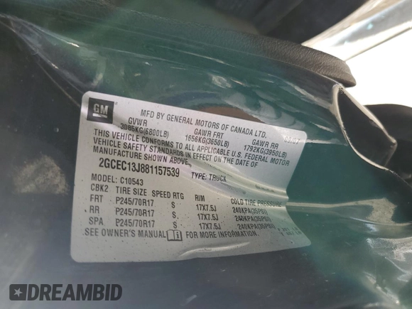 2008 Chevrolet Silverado 1500 1LT with VIN 2GCEC13J881157539, listed as a Copart auction lot 79116054 with 228,228 mi miles and Salvage Title. Bid and sale history available at DreamBid. Image 14.