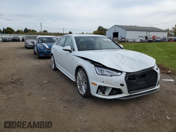 2019 Audi A4 Premium Plus with VIN WAUENAF42KA007534, listed as a Copart auction lot 62229882 with 52,432 mi miles. Bid and sale history available at carsss.com. Image 1.