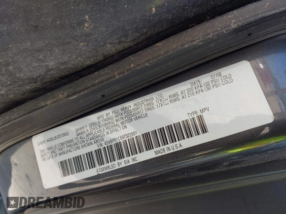 2009 Subaru Outback Special Edition z VIN 4S4BP61C697322691, wystawiony jako IAAI lot #42303374 z przebiegiem Nie podano mil oraz . Historia ofert i sprzedaży dostępna na DreamBid. Obrazek 9.