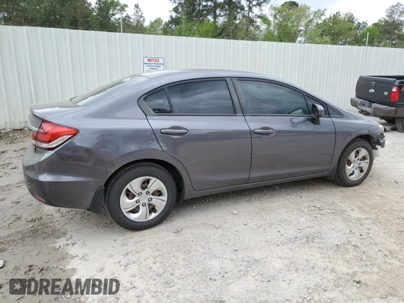 2015 Honda Civic Sedan LX with VIN 19XFB2F5XFE080510, listed as a Copart auction lot 50963455 with 199,565 mi miles and Salvage Title. Bid and sale history available at carsss.com. Image 3.