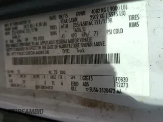 2016 Ford Transit Cargo with VIN 1FTYR2CG5GKA08736, listed as a Copart auction lot 72430704 with 274,349 mi miles and Salvage Title. Bid and sale history available at DreamBid. Image 13.