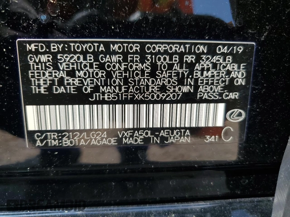 2019 Lexus LS 500 с VIN JTHB51FFXK5009207, выставлен на аукционе Copart как лот 50726735 с пробегом 45 606 миль миль и Списание • Salvage title. История ставок и продаж доступна на DreamBid. Изображение 12.