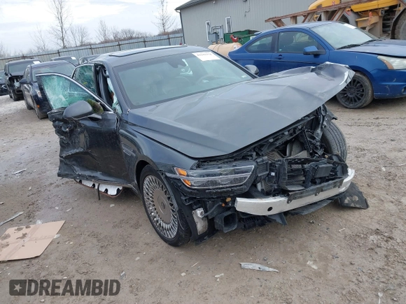 2020 Genesis G90 Ultimate z VIN KMTF54PH1LU081314, wystawiony jako IAAI lot #41642178 z przebiegiem 122 450 mil mil oraz . Historia ofert i sprzedaży dostępna na DreamBid. Obrazek 1.