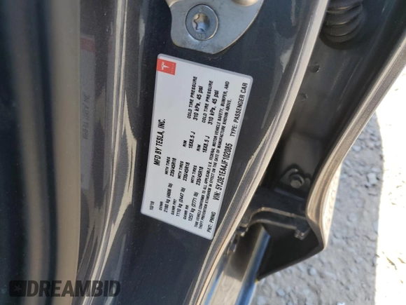 2018 Tesla Model 3 Long Range Battery with VIN 5YJ3E1EA4JF102085, listed as a Copart auction lot 54948625 with 74,786 mi miles and Salvage Title. Bid and sale history available at DreamBid. Image 12.