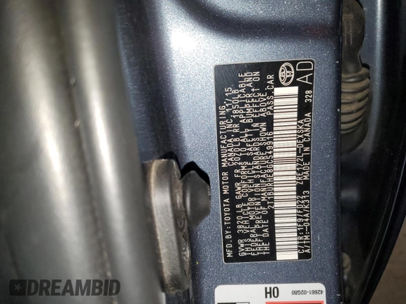 2016 Toyota Corolla L with VIN 2T1BURHE8GC549916, listed as a Copart auction lot 43871085 with 78,976 mi miles and Salvage Title. Bid and sale history available at DreamBid. Image 12.