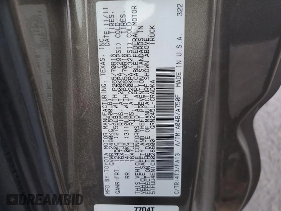 2012 Toyota Tacoma with VIN 5TFUU4EN1CX028600, listed as a Copart auction lot 87861725 with 236,943 mi miles and Salvage Title. Bid and sale history available at carsss.com. Image 14.