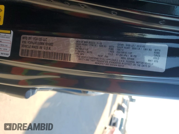 2022 Jeep Wrangler Unlimited Sahara with VIN 1C4HJXEG9NW191002, listed as a Copart auction lot 42486595 with 21,301 mi miles and Salvage title. Bid and sale history available at DreamBid. Image 12.