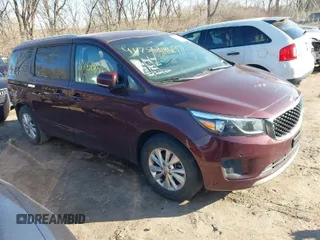 2016 Kia Sedona LX with VIN KNDMB5C15G6210016, listed as a IAAI auction lot 41756846 with 106,511 mi miles. Bid and sale history available at carsss.com. Image 1.