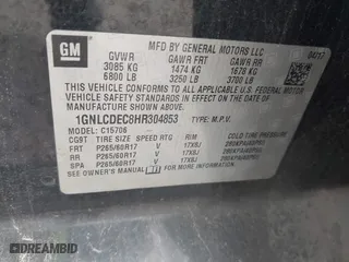 2017 Chevrolet Tahoe Commercial with VIN 1GNLCDEC8HR304853, listed as a IAAI auction lot 41924731 with 175,577 mi miles. Bid and sale history available at carsss.com. Image 9.