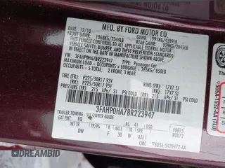 2011 Ford Fusion SE with VIN 3FAHP0HA7BR223947, listed as a IAAI auction lot 41747613 with 247,088 mi miles. Bid and sale history available at carsss.com. Image 9.