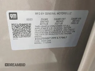 2023 Chevrolet Malibu LT with VIN 1G1ZD5ST7PF177967, listed as a IAAI auction lot 42213395 with 57,019 mi miles and . Bid and sale history available at DreamBid. Image 9.