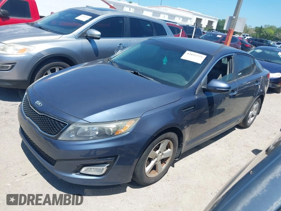 2015 Kia Optima LX with VIN 5XXGM4A77FG440746, listed as a IAAI auction lot 42032775 with 76,494 mi miles. Bid and sale history available at carsss.com. Image 2.