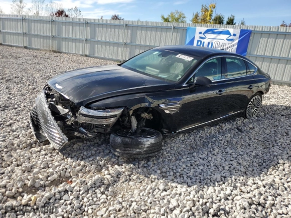 2023 Genesis Electrified G80 with VIN KMTGE4S16PU006015, listed as a Copart auction lot 74899854 with 18,876 mi miles and Non Repairable. Bid and sale history available at carsss.com. Image 1.