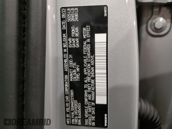 2024 Volvo XC40 Ultimate Dark Theme z VIN YV4L12UM4R2213891, wystawiony jako Copart lot #85272044 z przebiegiem Nie podano mil oraz Nie do naprawy • Non repairable. Historia ofert i sprzedaży dostępna na DreamBid. Obrazek 15.