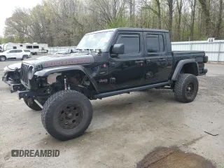 2020 Jeep Gladiator Rubicon z VIN 1C6JJTBG0LL163075, wystawiony jako Copart lot #53682075 z przebiegiem 67 083 mil mil oraz Szkoda całkowita • Salvage title. Historia ofert i sprzedaży dostępna na DreamBid. Obrazek 1.