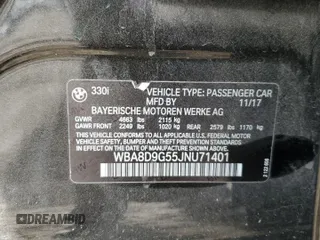 2018 BMW 3 Series 330i xDrive with VIN WBA8D9G55JNU71401, listed as a Copart auction lot 60206935 with Not provided miles and Clean title. Bid and sale history available at DreamBid. Image 12.