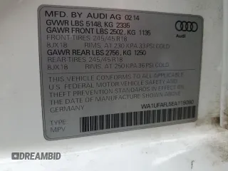 2014 Audi allroad Premium Plus with VIN WA1UFAFL5EA118080, listed as a Copart auction lot 60745744 with 78,962 mi miles and Salvage Title. Bid and sale history available at carsss.com. Image 14.