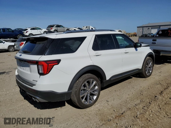 2025 Ford Explorer Platinum with VIN 1FMWK8HC5SGA29484, listed as a Copart auction lot 54720435 with 4,405 mi miles and Salvage title. Bid and sale history available at DreamBid. Image 3.