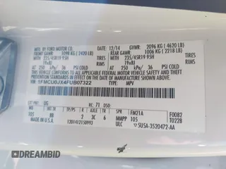 2015 Ford Escape Titanium with VIN 1FMCU0JX4FUB07322, listed as a IAAI auction lot 42220345 with 184,852 mi miles and . Bid and sale history available at DreamBid. Image 9.