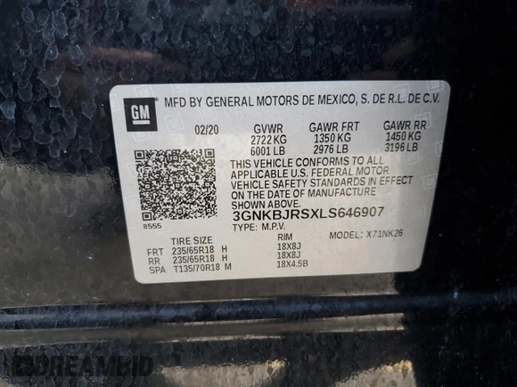 2020 Chevrolet Blazer LT z VIN 3GNKBJRSXLS646907, wystawiony jako Copart lot #48987655 z przebiegiem 136 162 mil mil oraz Szkoda całkowita • Salvage title. Historia ofert i sprzedaży dostępna na DreamBid. Obrazek 16.