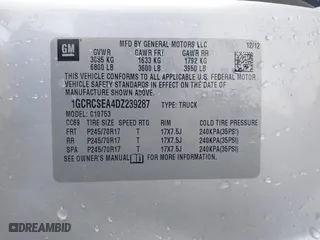 2013 Chevrolet Silverado 1500 LT with VIN 1GCRCSEA4DZ239287, listed as a IAAI auction lot 41634783 with 94,279 mi miles. Bid and sale history available at carsss.com. Image 9.