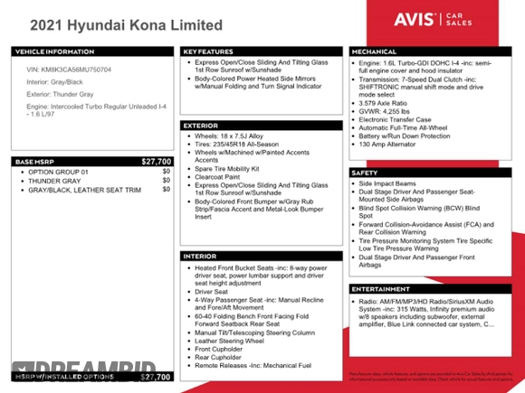 2021 Hyundai Kona Limited with VIN KM8K3CA56MU750704, listed as a Copart auction lot 48779163 with 32,834 mi miles and . Bid and sale history available at DreamBid. Image 12.
