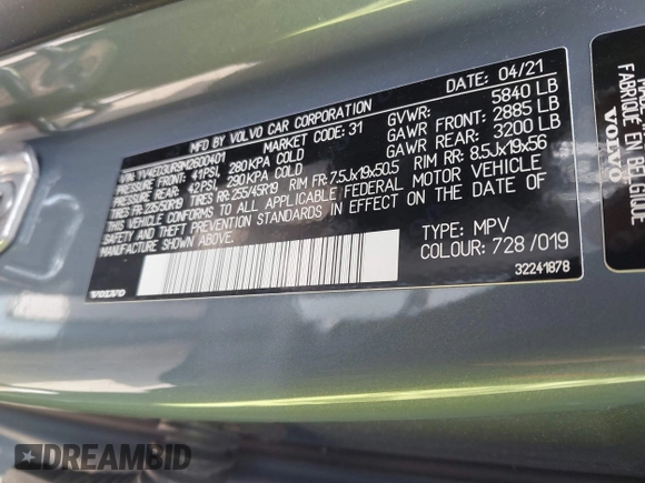2021 Volvo XC40 z VIN YV4ED3UR9M2600401, wystawiony jako IAAI lot #42082399 z przebiegiem Nie podano mil oraz . Historia ofert i sprzedaży dostępna na DreamBid. Obrazek 9.
