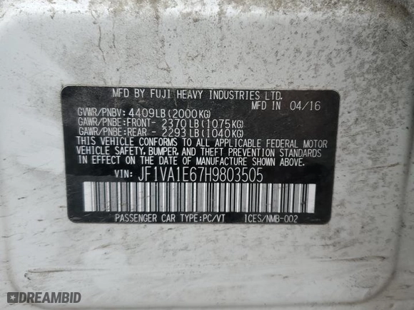 2017 Subaru WRX Premium with VIN JF1VA1E67H9803505, listed as a Copart auction lot 79090854 with 69,651 mi miles and Salvage Title. Bid and sale history available at carsss.com. Image 14.