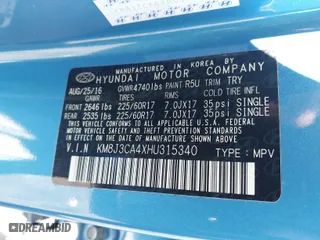 2017 Hyundai Tucson SE Plus with VIN KM8J3CA4XHU315340, listed as a IAAI auction lot 41857937 with 83,957 mi miles. Bid and sale history available at carsss.com. Image 9.